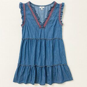 Crown & Ivy Blue Mini Dress with Pink Accents